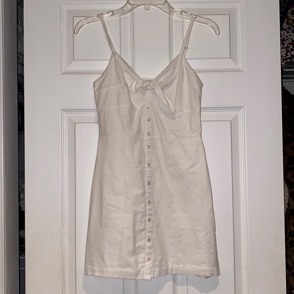 Abercrombie white button down tie front mini dress